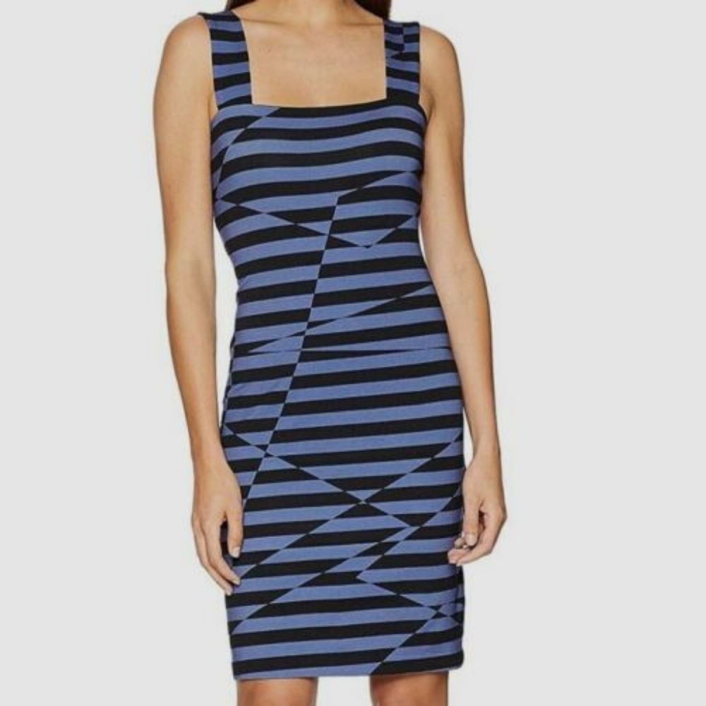 Nicole Miller – Striped Lace-Up Back Dress, size P (XS)